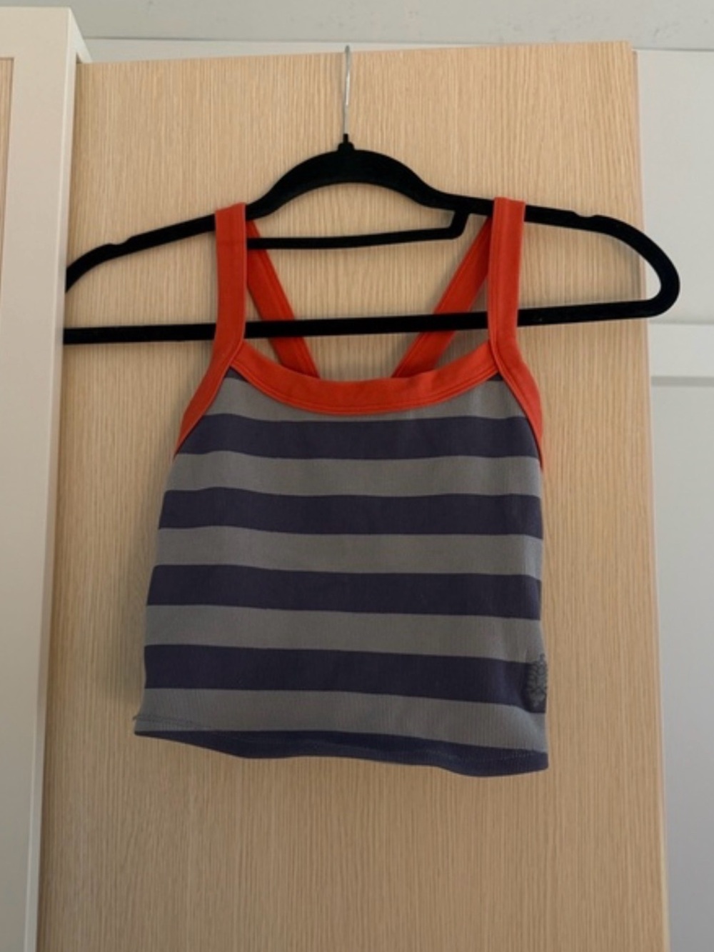 FP Movement by Free People Gray and Orange Striped Crop Tank